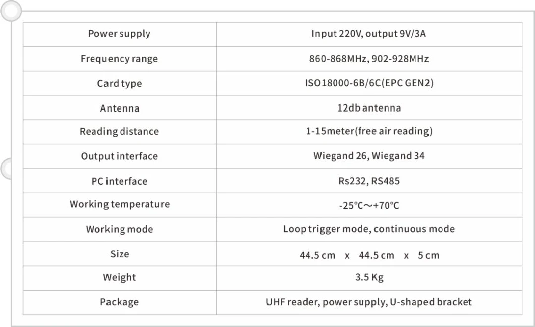 Низкая радиационная величина UHF Long Range Reader 15m Диапазон обнаружения для управления парковкой 1